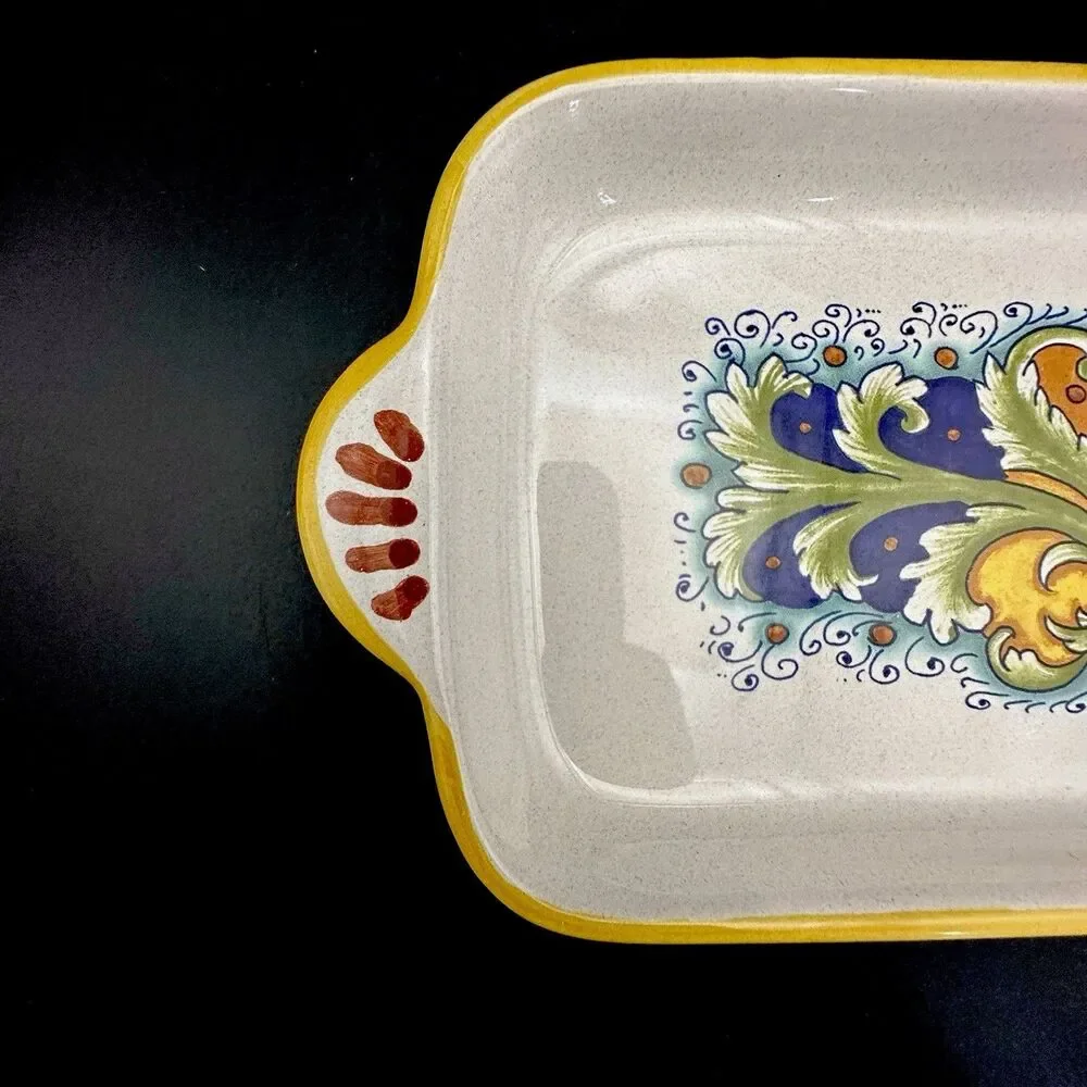 Vintage Ceramica Nova Deruta Italy Majolica Serving Trays Set 2 Hand Painted